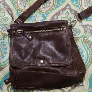 Fossil leather crossover bag